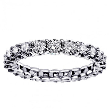 1.90 CT Round Diamond Eternity Wedding Band in 14k White Gold U-prong Setting